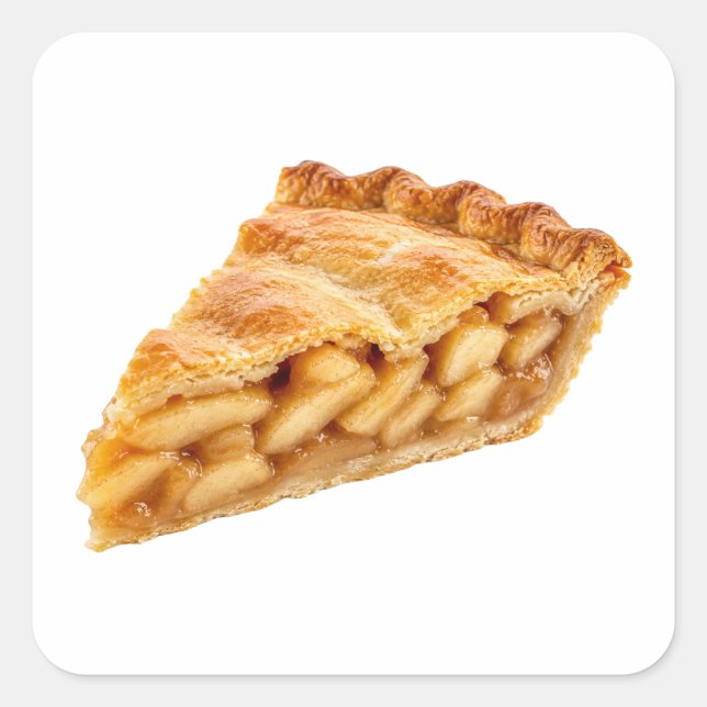 Apple Pie Slice Isolated on White Square Sticker (Front)