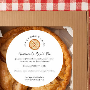 Apple Pie Watercolor Ingredient Product Classic Round Sticker