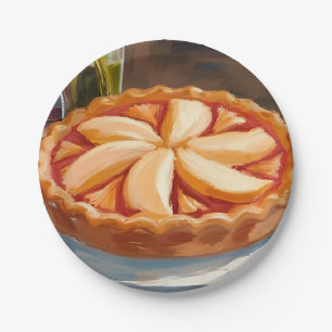 Apple Pie Watercolor Thanksgiving Painting Paper Plate