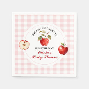 Apple Pink Bow preppy Coquette Baby Shower Napkin