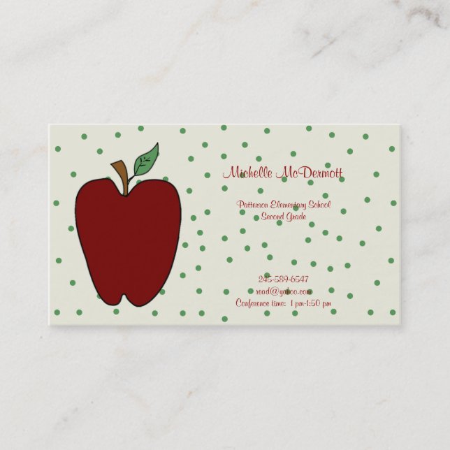 Apple pour le carte de visite de professeur (Devant)
