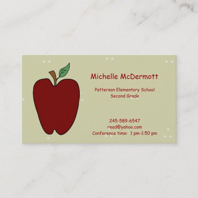 Apple pour le carte de visite de professeur (Devant)