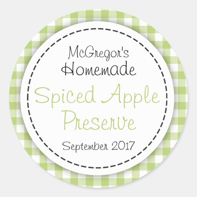 Apple preserve green round  jam jar food label (Front)