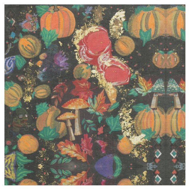 Apple & Pumpkin Spice Fall Fabric (Close Up)