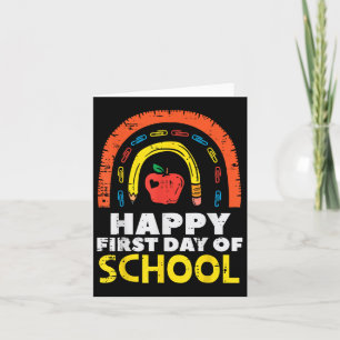 Apple Rainbow Happy First Day Of School Cute Teach Card