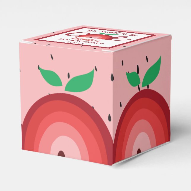 Apple Rainbow, Sweet to be One, 1st Birthday Favor Box (Front Side)