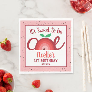Apple Rainbow, Sweet to be One, 1st Birthday Napkin
