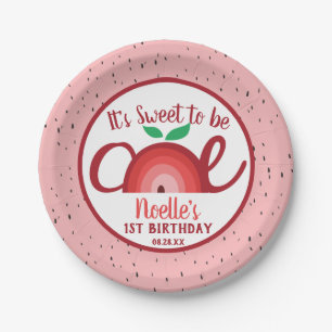 Apple Rainbow, Sweet to be One, 1st Birthday Paper Paper Plate