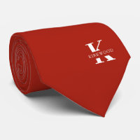Apple Red Elegant Monogram + Name | One-Sided
