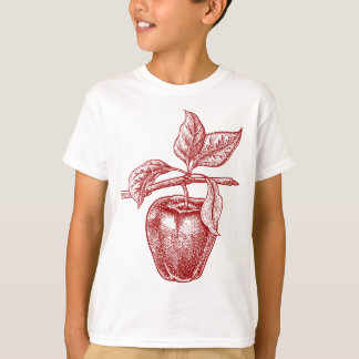Apple red fruit Retro Vintage drawing - Apple T-Shirt