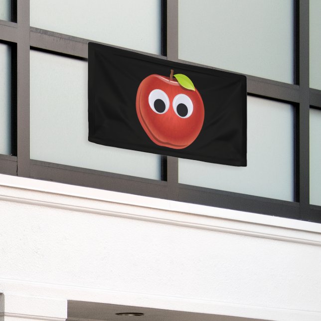 Apple, red fruit with googly eyes - Personalized Banner (Outside Building)