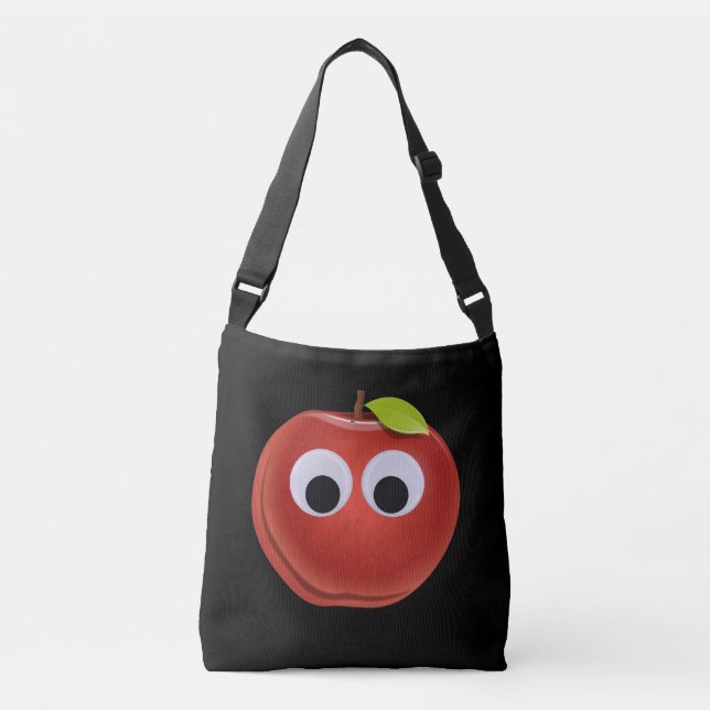 Apple, red fruit with googly eyes - Personalized Crossbody Bag (Front)