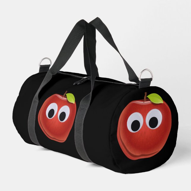 Apple, red fruit with googly eyes - Personalized Duffle Bag (Left Corner)