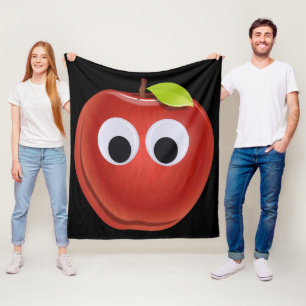 Apple, red fruit with googly eyes - Personalized Fleece Blanket