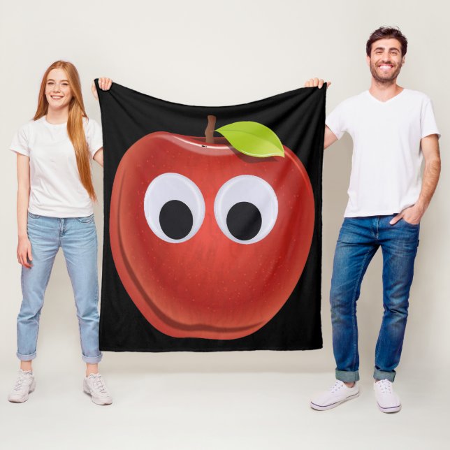 Apple, red fruit with googly eyes - Personalized Fleece Blanket (In Situ)
