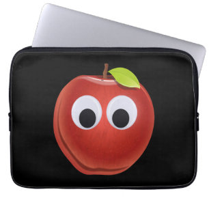 Apple, red fruit with googly eyes - Personalized Laptop Sleeve