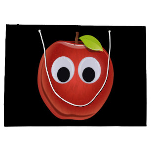 Apple, red fruit with googly eyes - Personalized Large Gift Bag