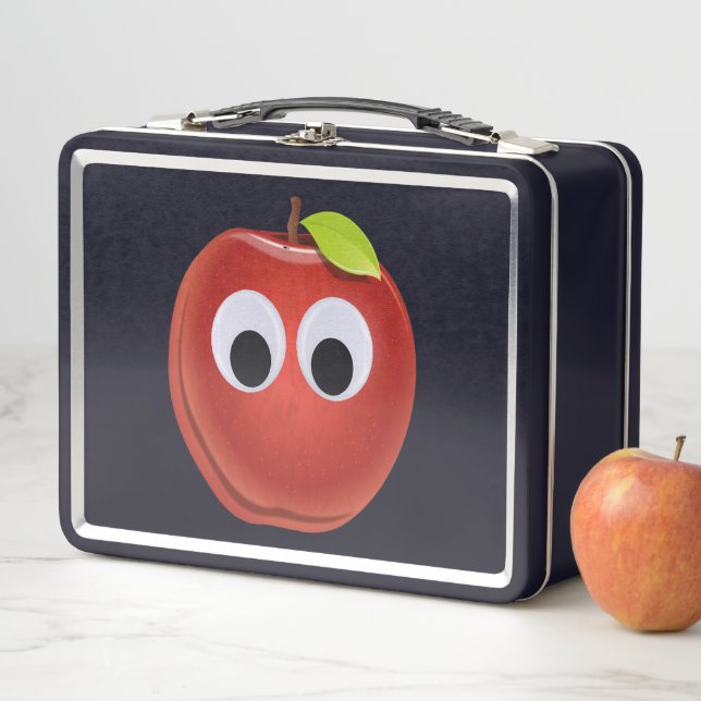 Apple, red fruit with googly eyes - Personalized Metal Lunch Box (In Situ)