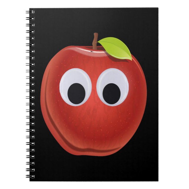 Apple, red fruit with googly eyes - Personalized Notebook (Front)