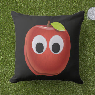 Apple, red fruit with googly eyes - Personalized Outdoor Pillow