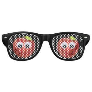 Apple, red fruit with googly eyes - Personalized Retro Sunglasses