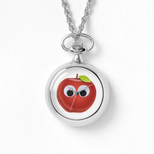 Apple, red fruit with googly eyes - Personalized Watch