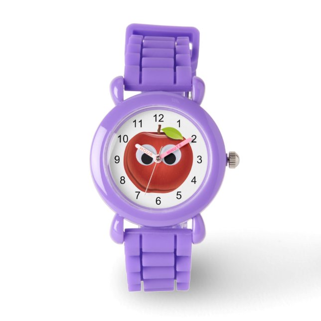 Apple, red fruit with googly eyes - Personalized Watch (Front)