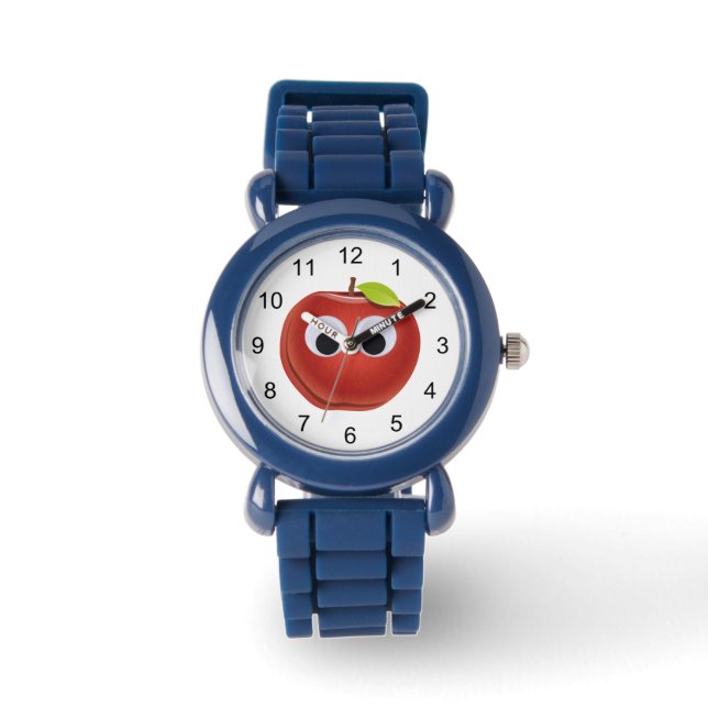 Apple, red fruit with googly eyes - Personalized Watch (Front)