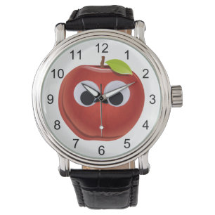 Apple, red fruit with googly eyes - Personalized Watch