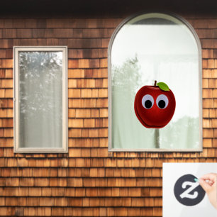 Apple, red fruit with googly eyes - Personalized Window Cling