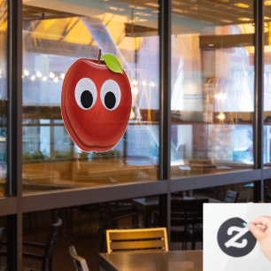 Apple, red fruit with googly eyes - Personalized Window Cling