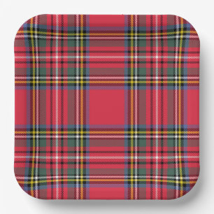 Apple Red Plaid Paper Plates