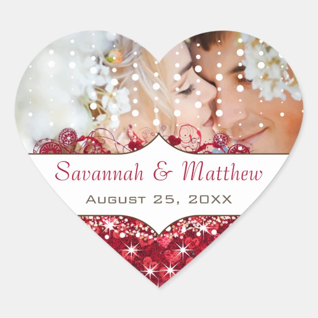 Apple Red Your Photo Romantic Heart Leaf Sticker (Front)