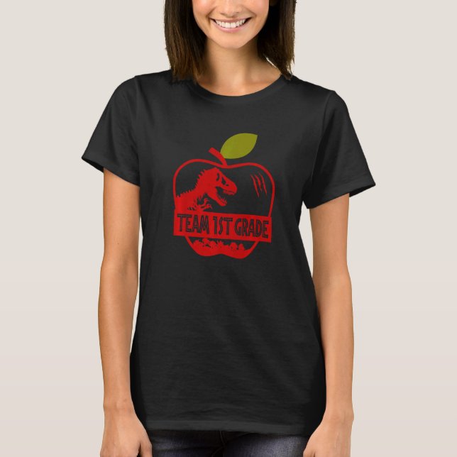 Apple Rex Dinosaur Back To School Team 1st Grade   T-Shirt (Front)