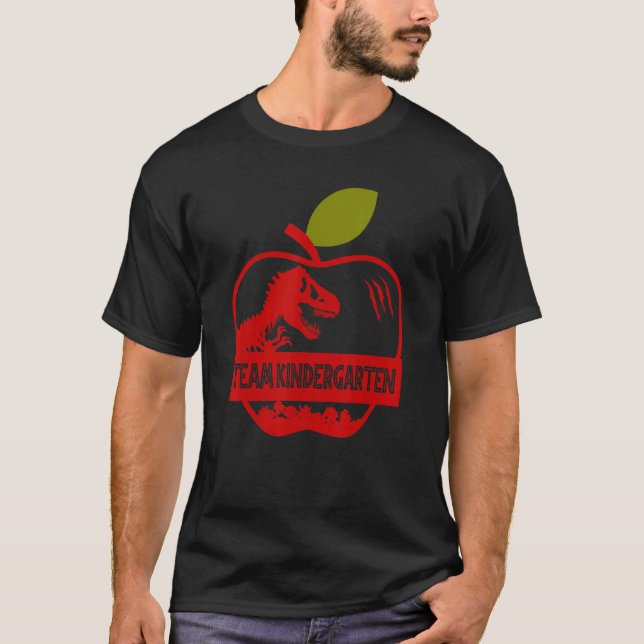 Apple Rex Dinosaur Back To School Team Kindergarte T-Shirt (Front)