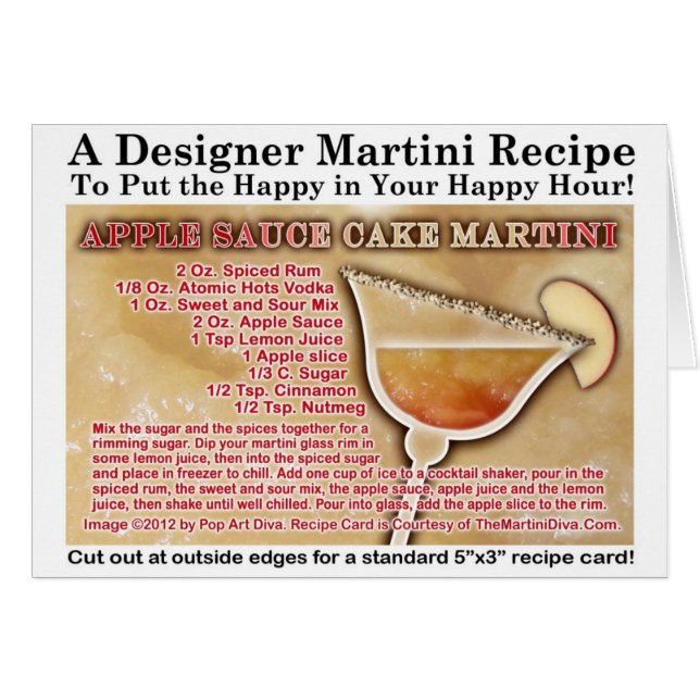 Apple Sauce Cake Martini Recipe Greeting Card (Front Horizontal)