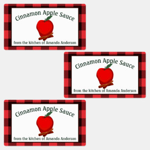 Apple Sauce Cinnamon Preserves Plaid Food Label