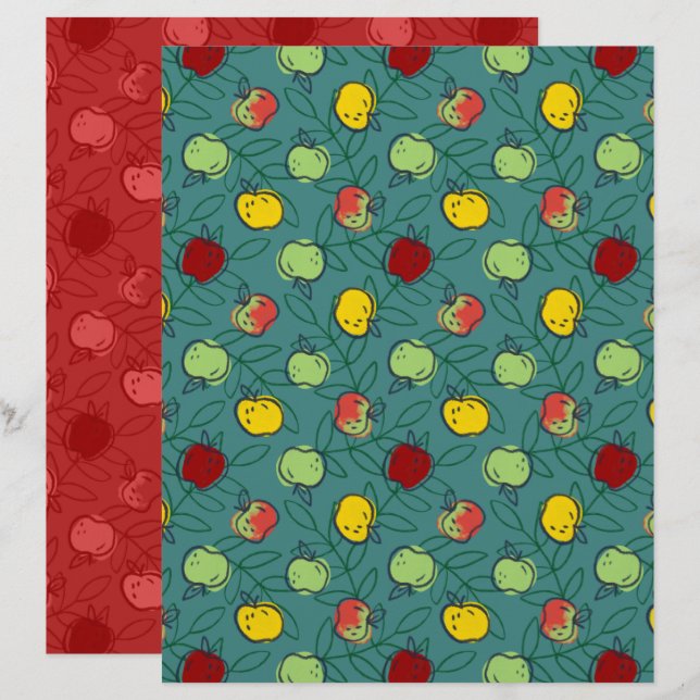 Apple Scrapbook Paper (Front/Back)