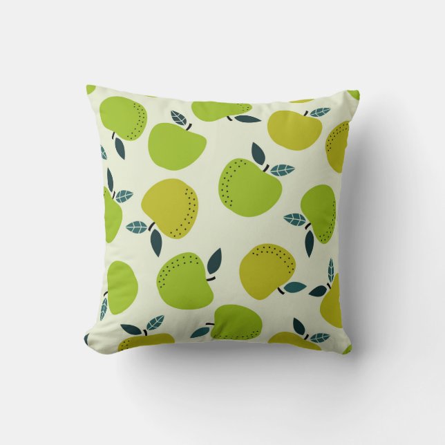 Apple seamless pattern. Fruit theme illustration.a Throw Pillow (Front)