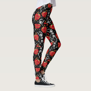 Apple Snakes and Dancing Skeltons Halloween Leggings