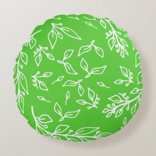 Apple Spring Green Floral Round Pillow