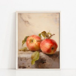 Apple Still Life Oil Painting, Vintage Fruit Print