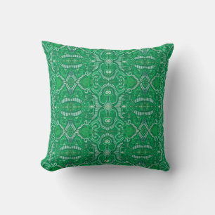Apple Stripe Bohemian Boho Arabesque Pattern Green Throw Pillow