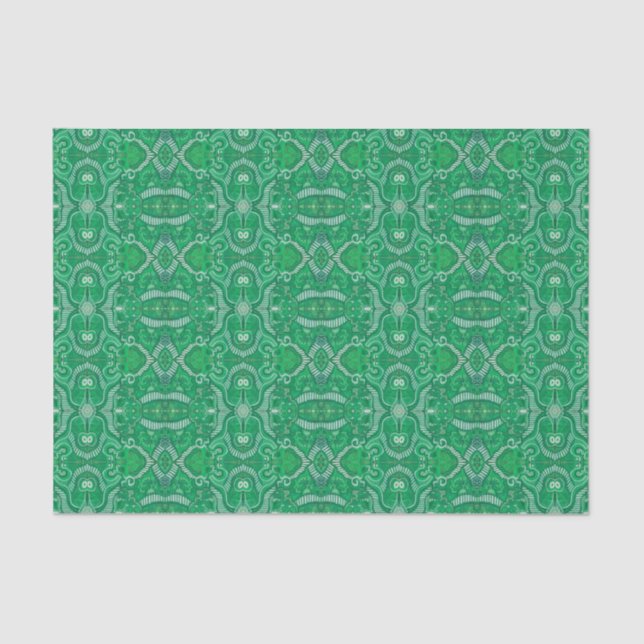 Apple Stripe Bohemian Boho Arabesque Pattern Green Tissue Paper (Front)