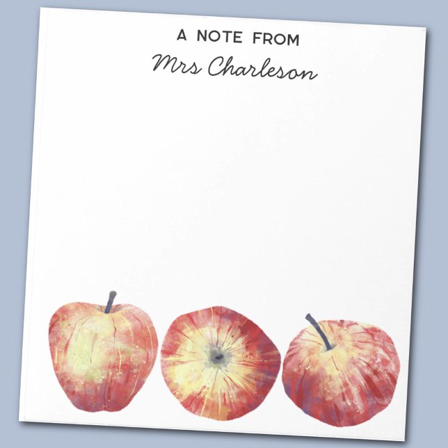 Apple Teacher Appreciation Personalized Notepad (Watercolor apple teacher appreciation notes for classroom encouragement )