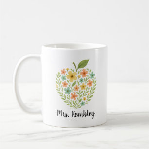 Apple Teacher mug Personalized Floral Apple custom