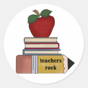 Apple Teachers Rock Tshirts and Gifts Classic Round Sticker