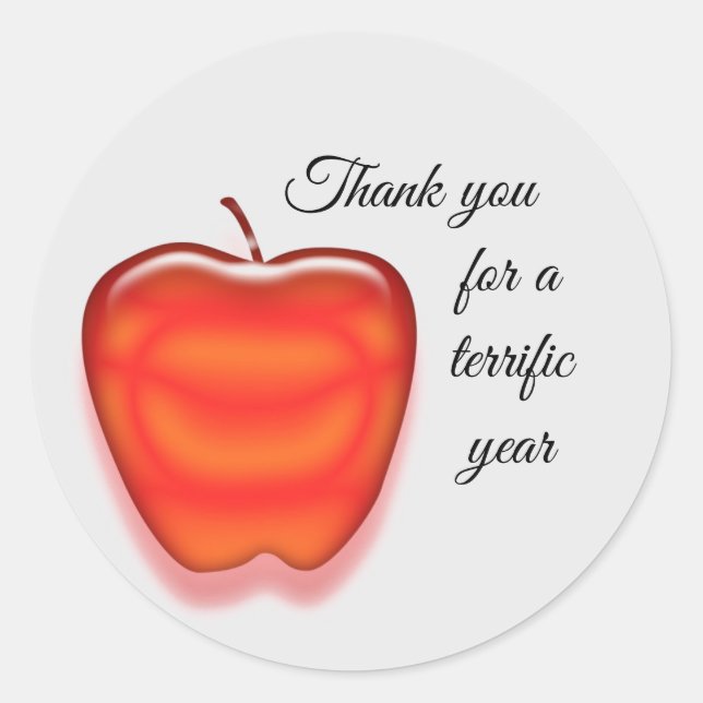 Apple Thank You Great Year Teacher Appreciation Classic Round Sticker (Front)