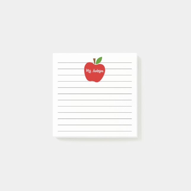 Apple Theme Teacher Name Post-it Notes (Front)