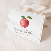 Apple Themed Baby Shower Thank You Card